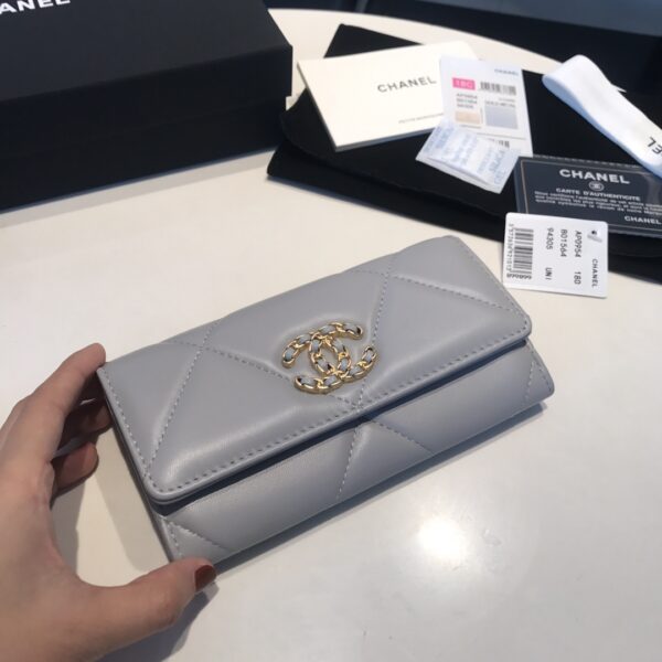 CHANEL 19 LONG FLAP WALLET GREY AP0955 - Image 7