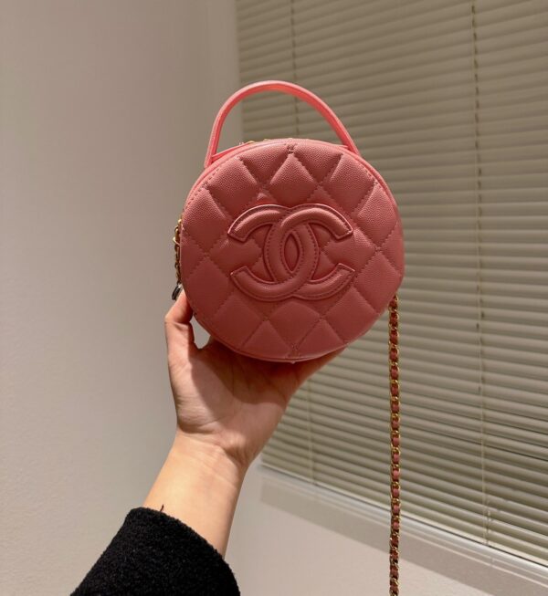 CHANEL ROUND TOP HANDLE BAG PINK 18CM - Image 3