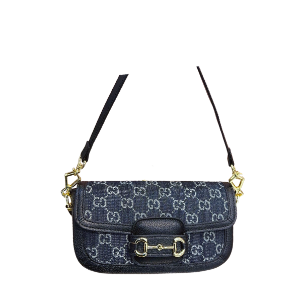 GUCCI HORSEBIT 1955 MINI GG SUPREME CANVAS 23CM BLACK 658574 HUHHG 8565