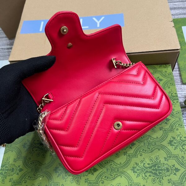 GUCCI GG MARMONT MATELASS SUPER MINI BAG RED 16.5CM 476433 DTDHT 6832 - Image 7