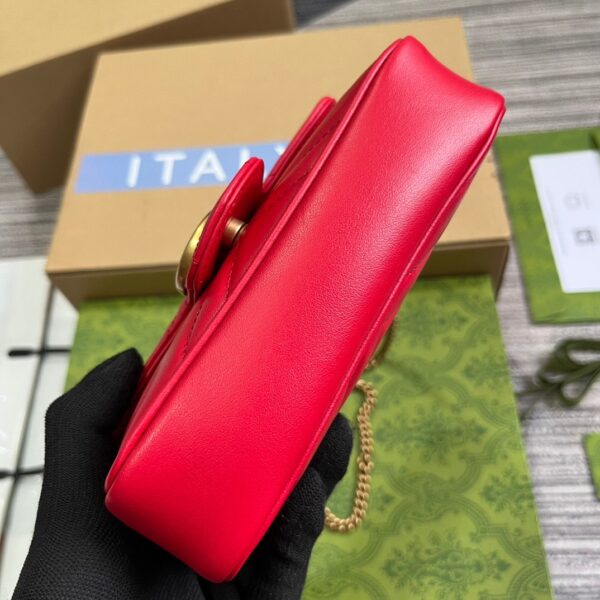 GUCCI GG MARMONT MATELASS SUPER MINI BAG RED 16.5CM 476433 DTDHT 6832 - Image 9