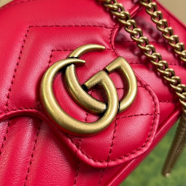 GUCCI GG MARMONT MATELASS SUPER MINI BAG RED 16.5CM 476433 DTDHT 6832 - Image 4