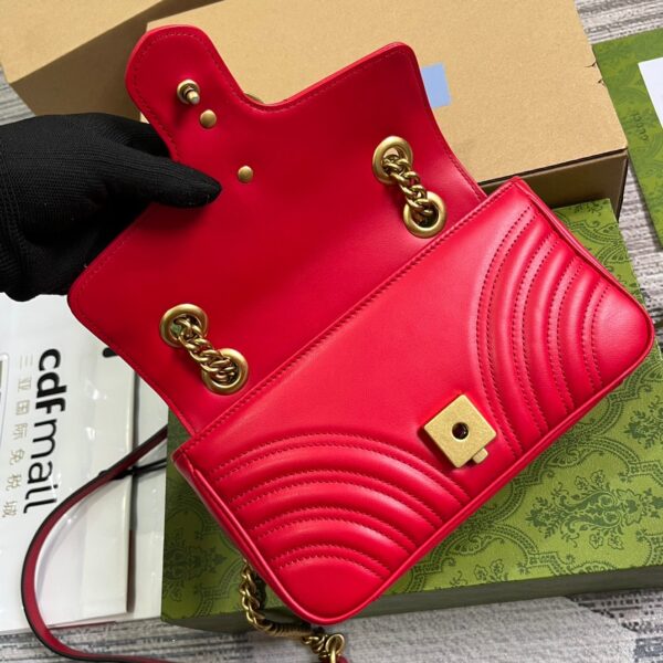 GUCCI GG MARMONT SMALL SHOULDER BAG RED 22CM 443497 AABZC 6832 - Image 7