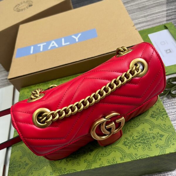 GUCCI GG MARMONT SMALL SHOULDER BAG RED 22CM 443497 AABZC 6832 - Image 9