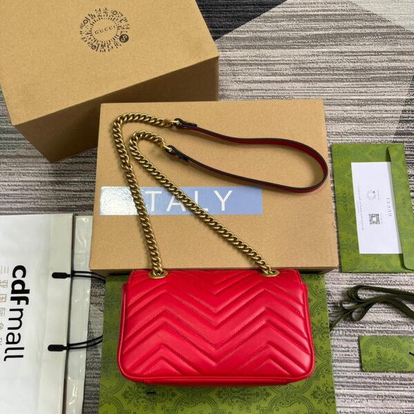 GUCCI GG MARMONT SMALL SHOULDER BAG RED 22CM 443497 AABZC 6832 - Image 5