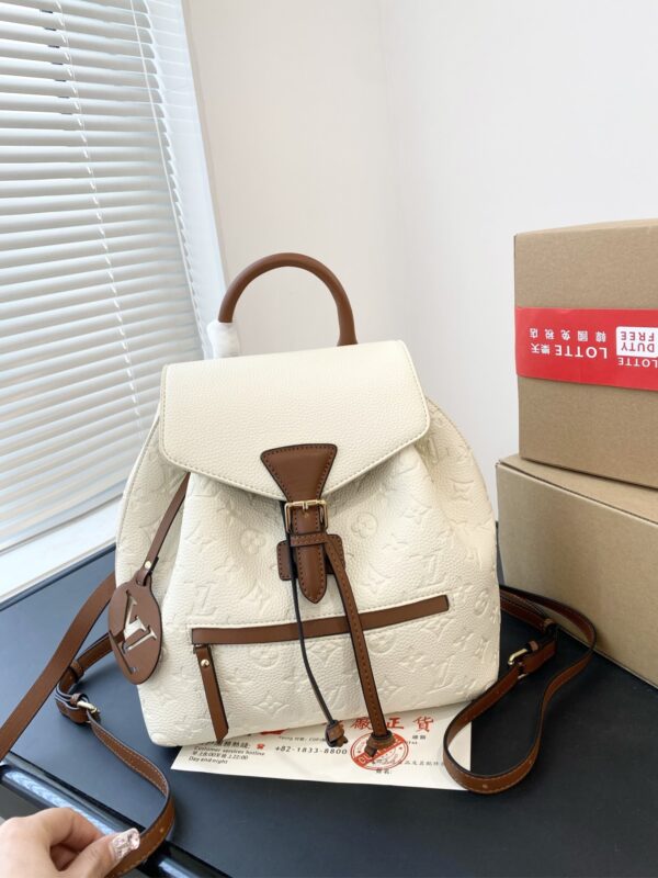 LOUIS VUITTON MONTSOURIS BACKPACK EMPREINTE WHITE AND BROWN 25CM - Image 3