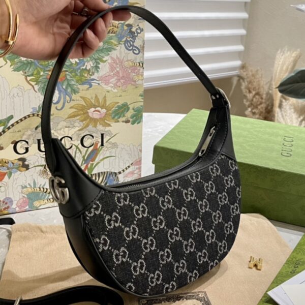 GUCCI OPHIDIA GG MINI DENIM BAG BLACK AND GRAY 19CM 658551 FAC2F 8450 - Image 3