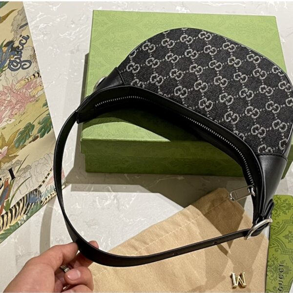 GUCCI OPHIDIA GG MINI DENIM BAG BLACK AND GRAY 19CM 658551 FAC2F 8450 - Image 2