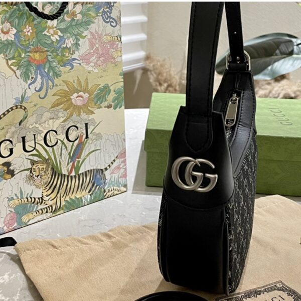 GUCCI OPHIDIA GG MINI DENIM BAG BLACK AND GRAY 19CM 658551 FAC2F 8450 - Image 4